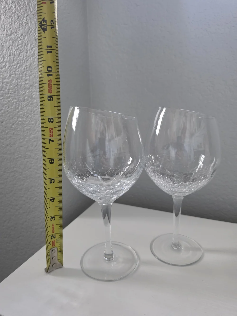 Pier One Clear Crackle Glass Wine Goblets - Set of 2